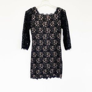 Diane von Furstenberg Black Lace Zarita Dress sz 8